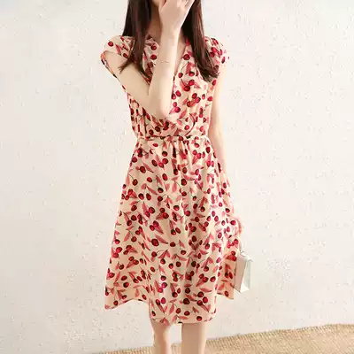 CATHYLADI playful and sweet goddess mulberry silk dress female summer waist thin temperament super fairy tea break skirt