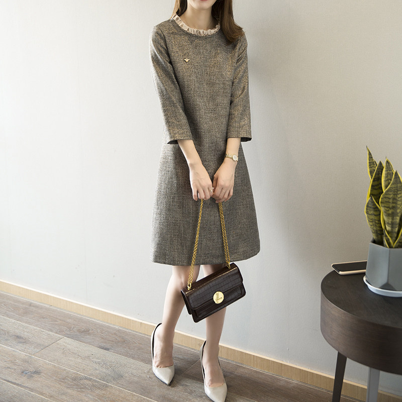 CATHYLAD ladies temperament dress female French retro plaid skirt