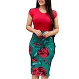 Летнее платье большого размера, (Трансграничная торговля), wish, европейский стиль, в цветочек, с акцентом на бедрах, большой размер