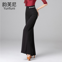 2021 new Latin dance high waist thin wide leg pants modern national standard ballroom dance dance pants practice suit bottoms