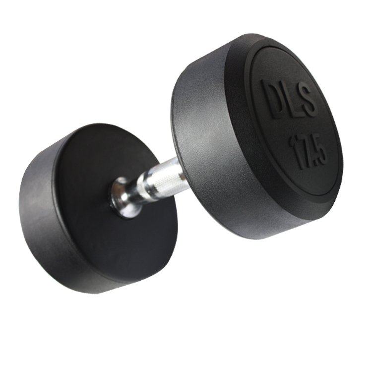 Bagged dumbbell fixed rubber dumbbell round black matte dumbbell with rubber - packed rubber gym dumbbell