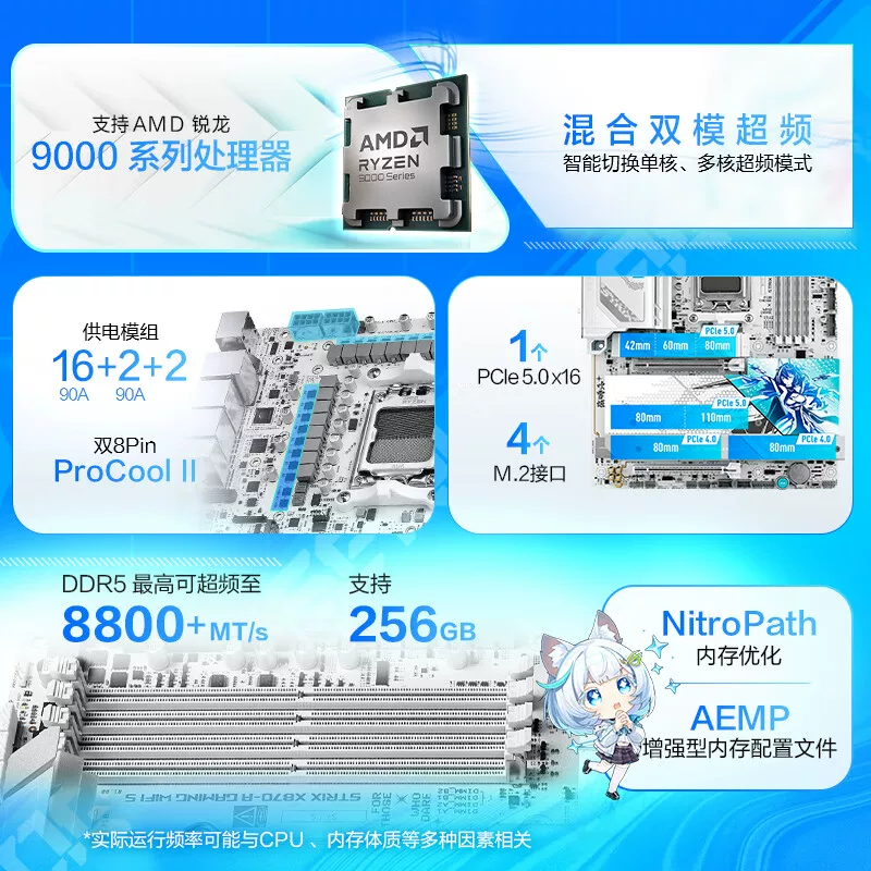 AMD Asus, материнская плата, комплект, процессор AMD Ryzen R7, 9850x, x3, 3D, 9800x, x3, x870