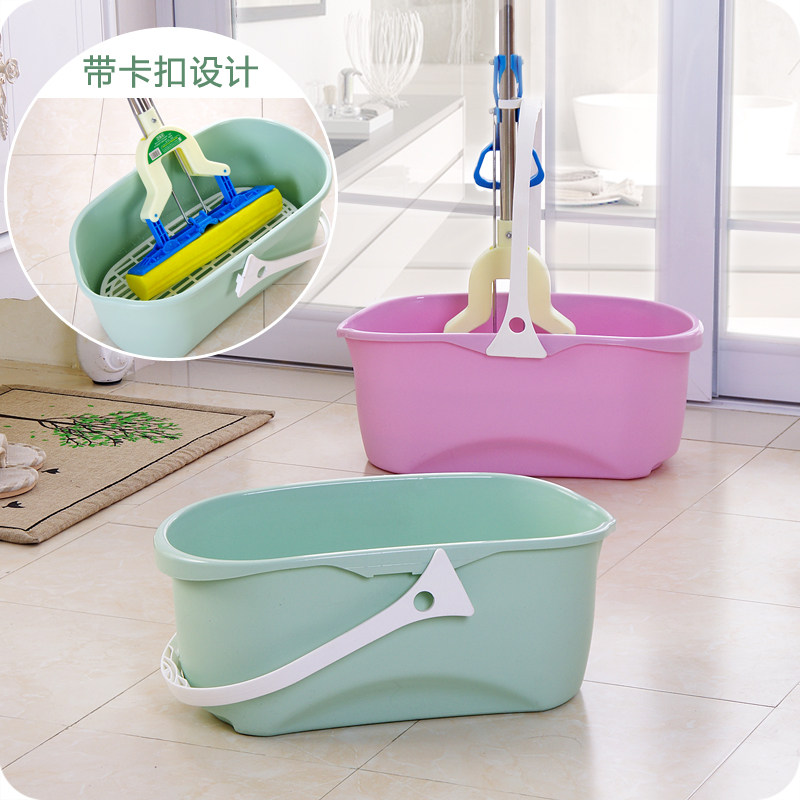 Home plastic rectangular mop barrel plus thick large bucket for household water storage plastic bucket hand flat mop bucket