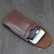 Vertical Covered Dual Cell Phone Protection Leather Cover Double Machine Bag Large Screen Protective Sheath Shell Anti-Fall Two-in-one Cashier Bag Men And Women