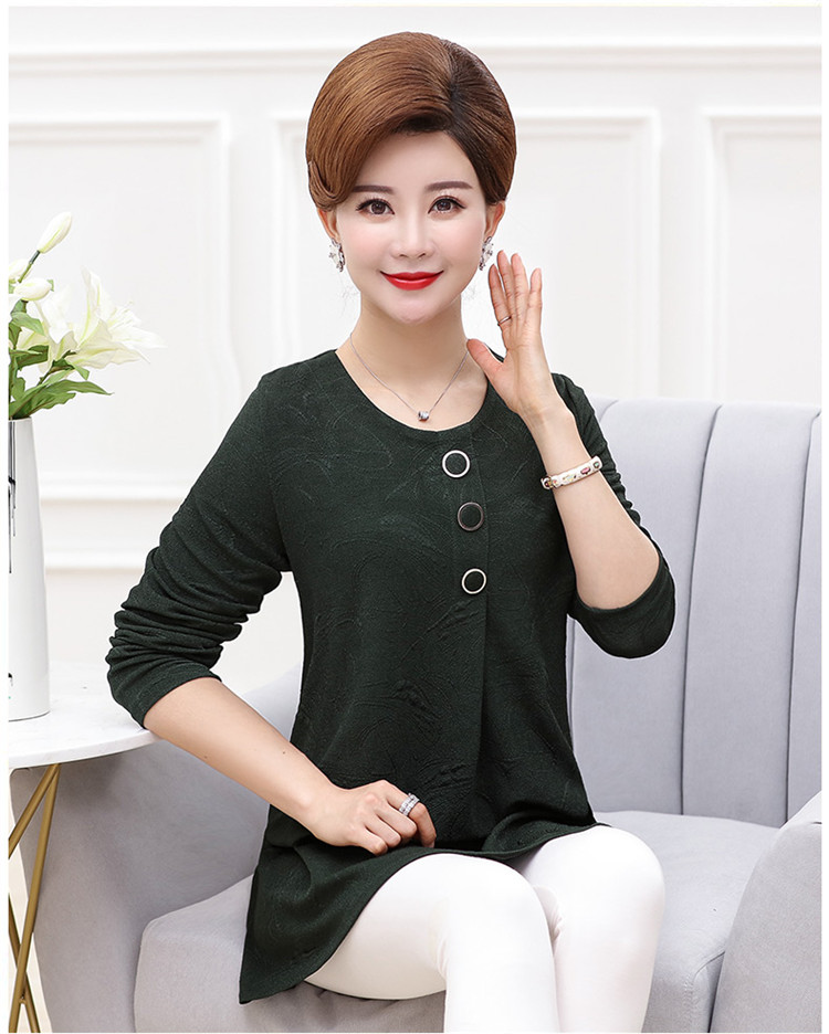 Phụ nữ trung niên mùa xuân và mùa thu đầm mẹ béo cộng với phân bón XL đáy áo mới áo thun dài tay 200 kg váy cho người trung tuổi