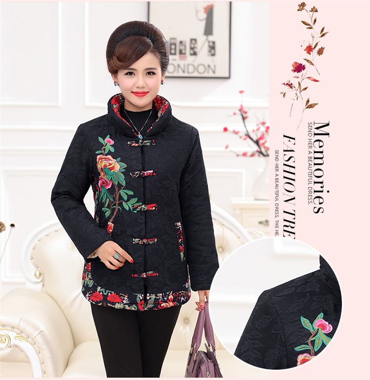 Áo mẹ tải quần áo mùa đông cộng với phân bón XL trung niên và áo khoác bà già trung niên cộng với áo khoác nhung dày áo khoác nữ trung niên