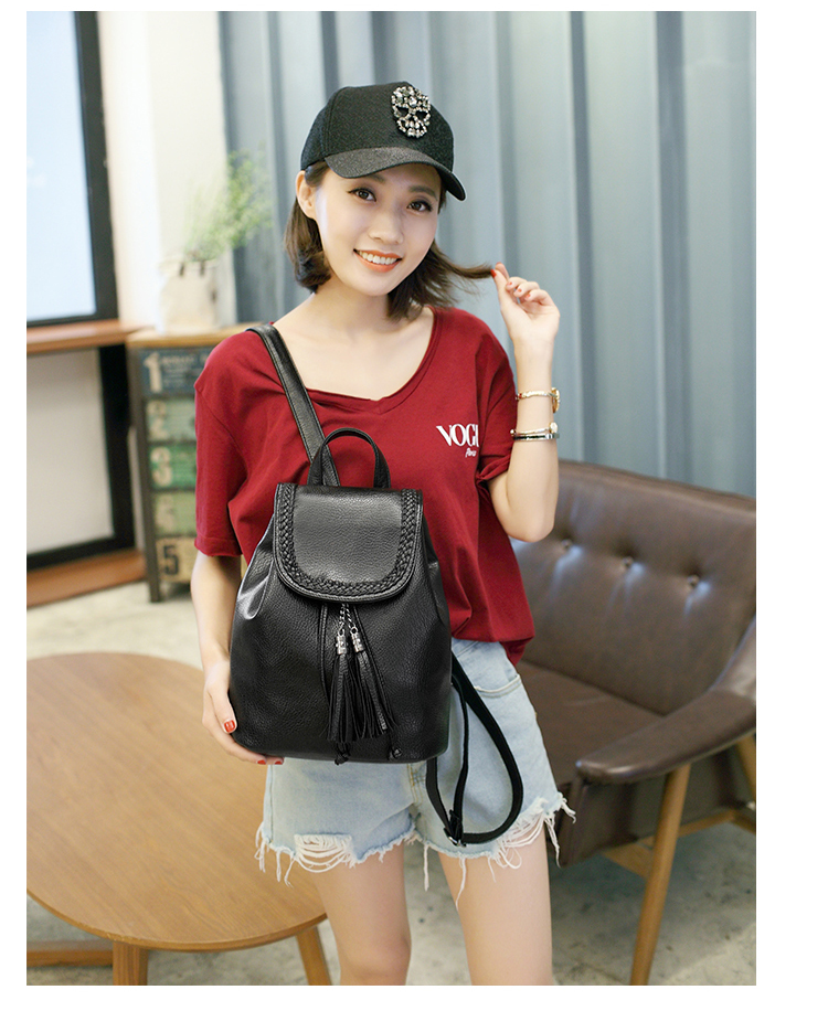 Ba lô nữ phiên bản Hàn Quốc 2017 mới túi thủy triều mềm da mini ba lô đơn giản thời trang hoang dã túi tua balo nữ