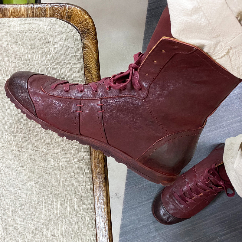 Chongerfang Handmade Boxing Boots, Unisex, Kangaroo Leather, Washed Martin Boots, Leather Sole, Goodyear High-Top Sneakers Chongerfang Handmade Boxing Boots, Unisex, Kangaroo Leather, Washed Martin Boots, Leather Sole, Goodyear High-Top Sneakers