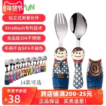 American Eat4Fun Pleasant Meal Children Cutlery Spoon Denim Boy Stainless Steel Rice Spoon Baby Spoon Fork Suit