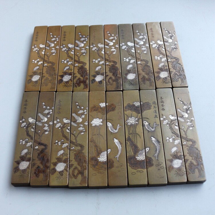 Flawless product Qingkura Wenfang Four Treasure Small Number brass Retro Town ruler Town Paper Calligraphy Supplies Ancient Play Press Ruler