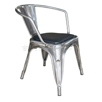 Арменный обеденный кресло, железный оригинальный цвет, поверхность железного сиденья + кожаная подушка, кожаная подушка.