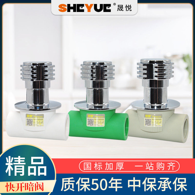 Shengyue pure copper ppr fast open dark valve valve water pipe aluminum alloy 4 points 6 points boutique home decoration pipe accessories gray green