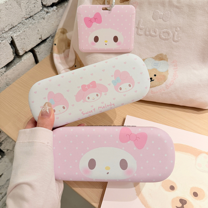 Pink and Cute Glasses Case, Glasses Cloth, Adorable Kitty Cat Design, Student Anti-Pressure Storage Box, High-Value Korean Style Portable Pink and Cute Glasses Case, Glasses Cloth, Adorable Kitty Cat Design, Student Anti-Pressure Storage Box, High-Value Korean Style Portable