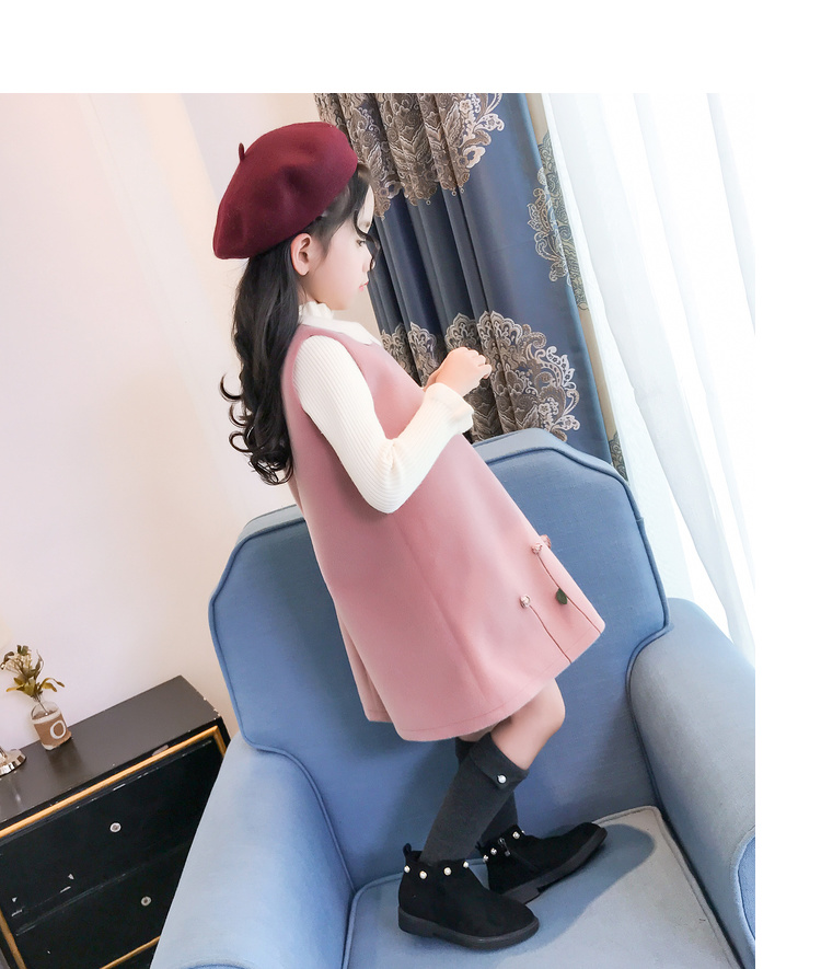 Váy vest bé gái mùa thu đông 2018 Quần áo trẻ em mới trong chiếc áo len cổ lọ trẻ em lớn Váy len trẻ em áo đầm trẻ em