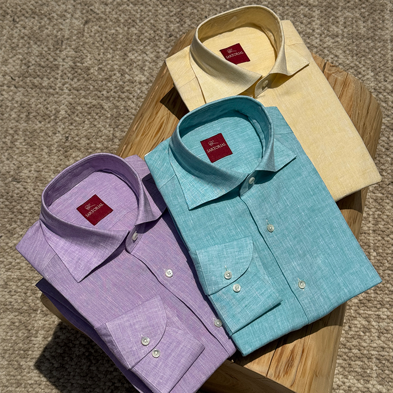 [Carmurat] cm Naples Solid Color Soft Linen Casual Men's Long-Sleeved Shirt 491/492/494