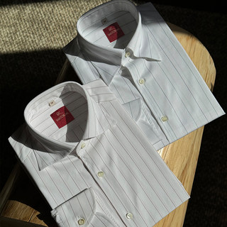 Cm naples emperor white background wide-distance ultra-fine strip worsted cotton casual long-sleeved shirt 440/448