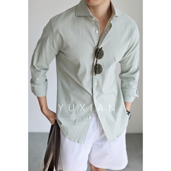 Yuxian lightweight textured bubble jade men's shirt Yuxian lightweight textured bubble jade men's shirt