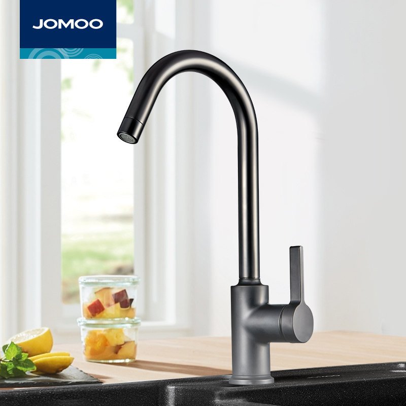 Nine-grazing black kitchen faucet cold and hot household pool dishwashing basin sink rotating anti-splash tap