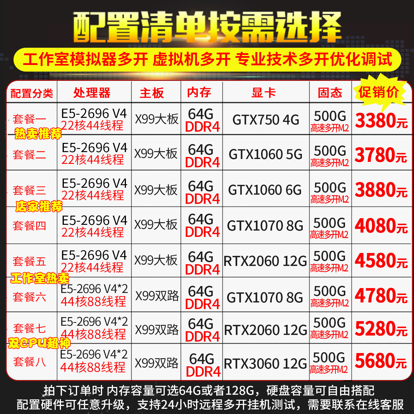 44-Core Xeon E5 Host 2696V4 Mobile Game Emulator, Pc Virtual Machine, Studio Multi-Account Server