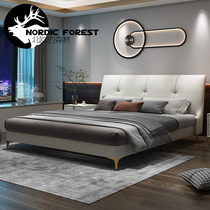 Light and luxurious Silent Wind Leather Bed Containing Double Bed Modern Minima Small Family Thin Bedside Wedding Bed Air Pressure Zibside Bed