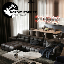Nordic Italian style minimalist sofa high-end Napa leather head layer cow leather modern minimalist living-room real leather sofa corner L