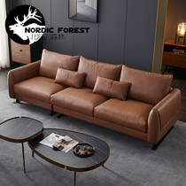 Modern light lavish sofa Living room Small family type Eurostyle minimalist Genuine Leather Sofa Trio leather sofas Nordic style