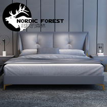 Light extravaganza Nordic minimalist solid wood genuine leather bed master bedroom modern light lavish 1 8 Double Bentley Fancy Net Red Wedding Bed