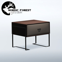  Solid wood leather bedside table Bedroom bedside cabinet can be customized color wrought iron cabinet bedside table simple modern bedside cabinet