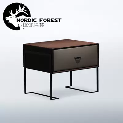 Solid Wood leather art bedside table bedroom bedside cabinet can be customized color iron cabinet bedside table simple modern bedside cabinet