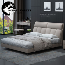 Nordic Leather Bed Light Lavish Genuine Leather Bed Storage Minimalist Modern Double Bed 1 8 m Head Layer Cow Leather Bed Main Sleeper bed