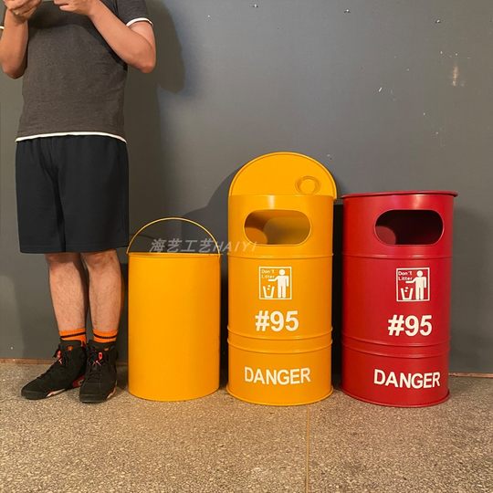 Железная полукруглая масляная бочка в стиле ретро, мусорное ведро, креативная трубка для домашнего хранения, практичный реквизит, настенные декоративные украшения