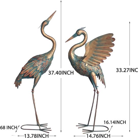 厂家直销外贸原单铁艺仙鹤两件套庭院阳台摆件摄影道具 花园杂货