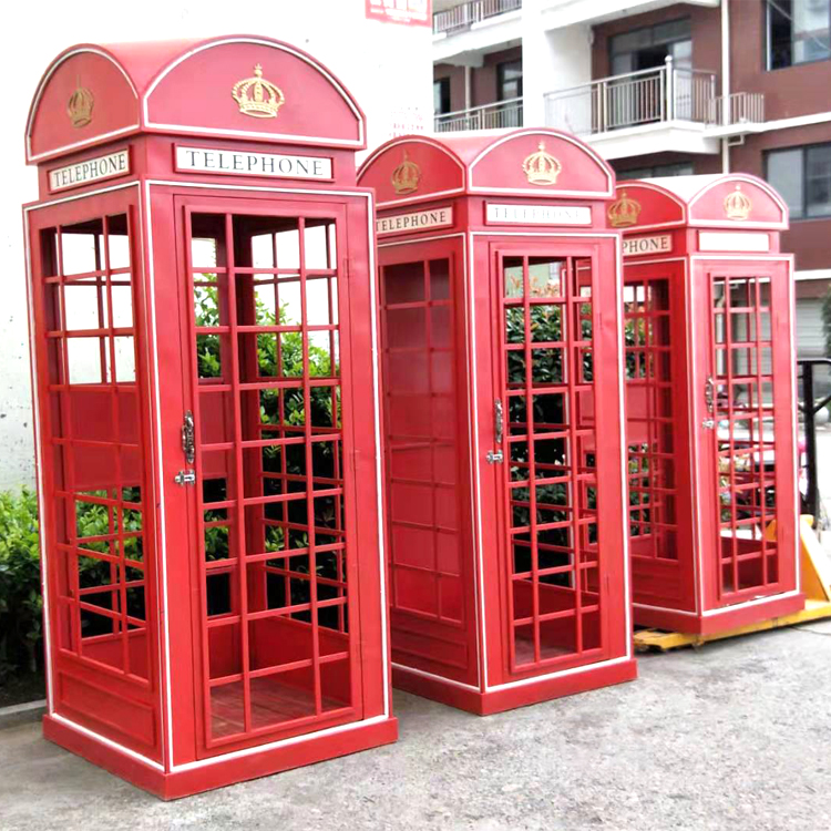 Retro thickened custom European-style retro red phone kiosk Large soft-fit swing piece Inlan industrial wind decoration props-Taobao