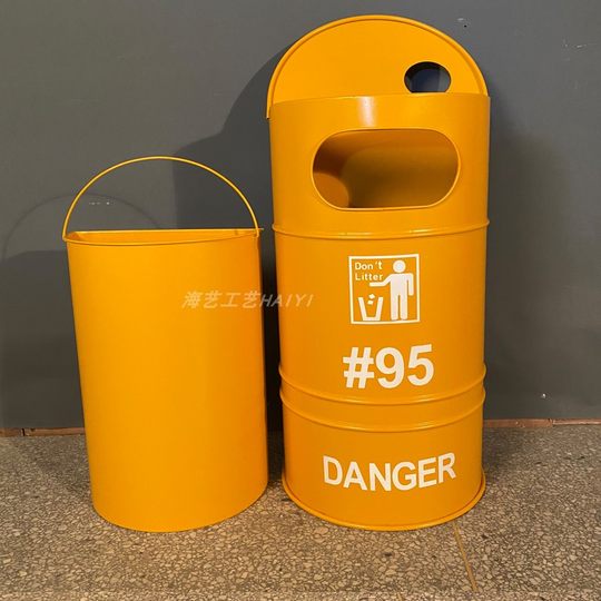 Железная полукруглая масляная бочка в стиле ретро, мусорное ведро, креативная трубка для домашнего хранения, практичный реквизит, настенные декоративные украшения