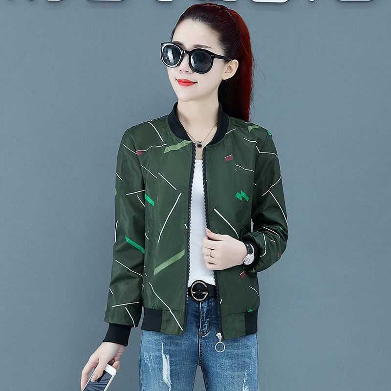 2019 áo khoác nữ ngắn áo khoác nữ nén-up áo sơ mi nhỏ Coat kích thước lớn phù hợp với bóng chày mỏng mùa xuân / áo mùa hè