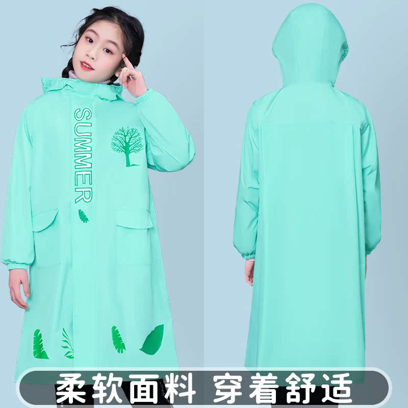 Children and girls attending school with school bags and young children in childhood waterproof and thick raincloth
