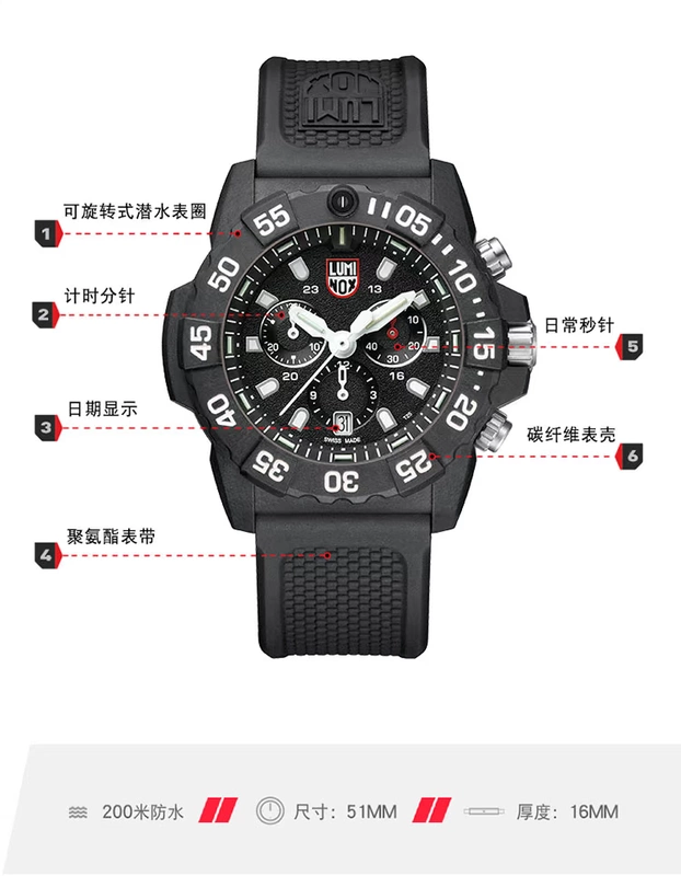 Thụy Sĩ gốc LUMINOX Leimino 3581 Con dấu ba kim thể thao ngoài trời chống nước - Giao tiếp / Điều hướng / Đồng hồ ngoài trời