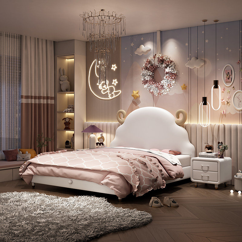 Children's bed girl princess bed 1 5 modern minimalist in small family type bedroom 1 2 m single bed for boys room cartoon bed