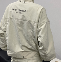 DTHEREAL]20FW autumn and winter niche rivet trend short oblique zipper bright line printed jacket jacket for men and women