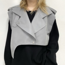 DTHEREAL]21SS spring and summer niche irregular function gray stand-up collar stacked wear wide-shouldered vest vest men and women