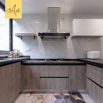 River bank whole house customization Overall cabinet customization Modern simple intelligent U-shaped kitchen kitchen cabinet Quartz stone countertop