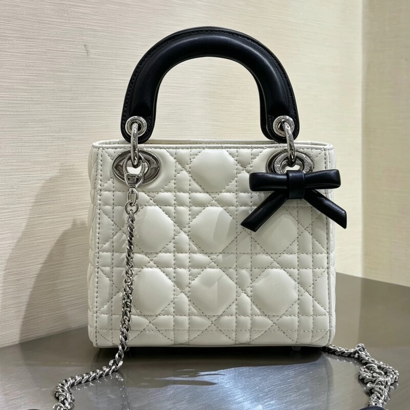 Ktd Bowknot Princess Diana Bag Ultra Mini Matte Bag Three-Compartment Four-Compartment Patent Leather Horizontal Princess Diana Bag