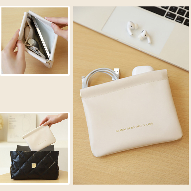 Data Cable Storage Bag, Automatic Closing Earphone Coin Charger, Mobile Hard Drive, Portable Shrapnel Protective Case