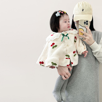 Baby cloak going out windproof shawl winter baby thickened warm shawl winter super cute plus velvet princess coat