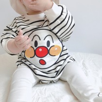 ins Net red baby spring dress three-color striped climbing clothes ha clothes cotton men and women baby shirt climbing clothes