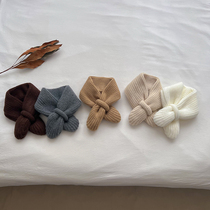 ins solid color childrens cross wool scarf autumn and winter soft and waxy baby baby warm sleeve knitted all-match scarf