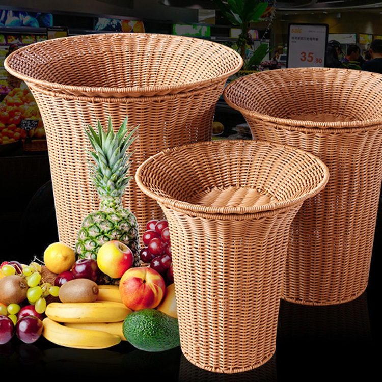 New Supermarket Round Basket Fruit Shelving Basket of Woven Baskets Display Basket Handwoven Combined Pile Shelving