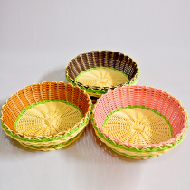 Simple home imitation rattan mixed color round lace creative rattan candy snacks snacks fruit plate bread storage basket