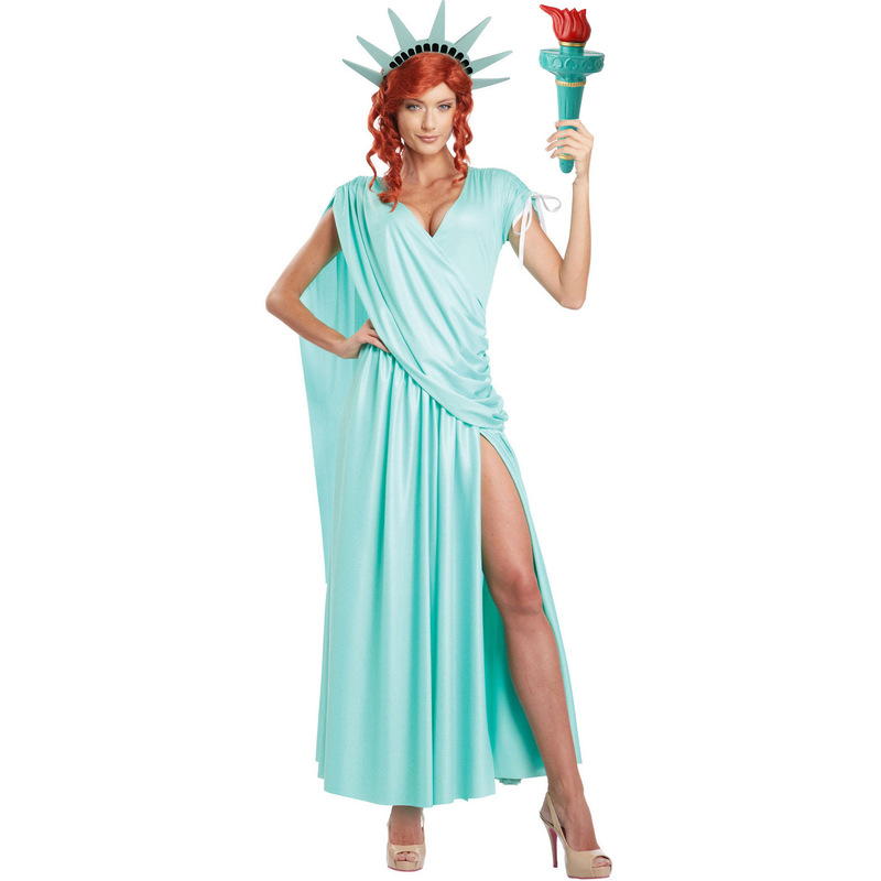 S-Xl Halloween Cos Statue of Liberty Costume Dress Shining World Goddess Statue Role Play