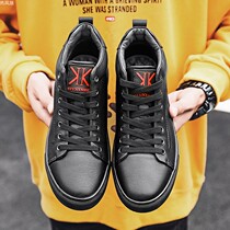 Autumn and winter hot wind flag brand high-top casual board shoes wood forest leather strong feet Wang Han board F2 tide brand mens shoes